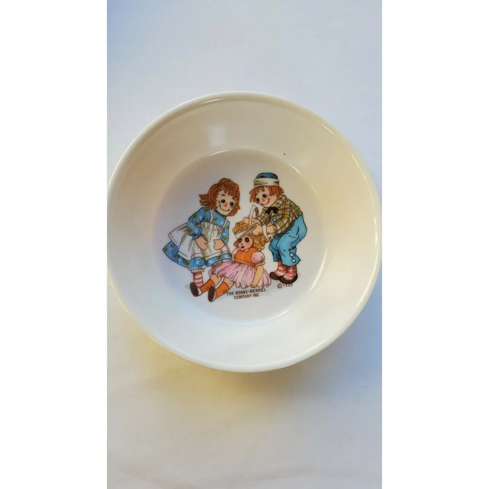 Vintage Raggedy Ann‎ and Andy 3 Piece Dish Set Oneida 1969 Bobbs-Merrill Co
